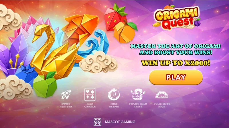 Origami Quest - Schermata principale con rulli e simboli origami